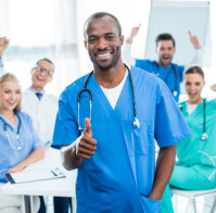 doctor showing thumb up